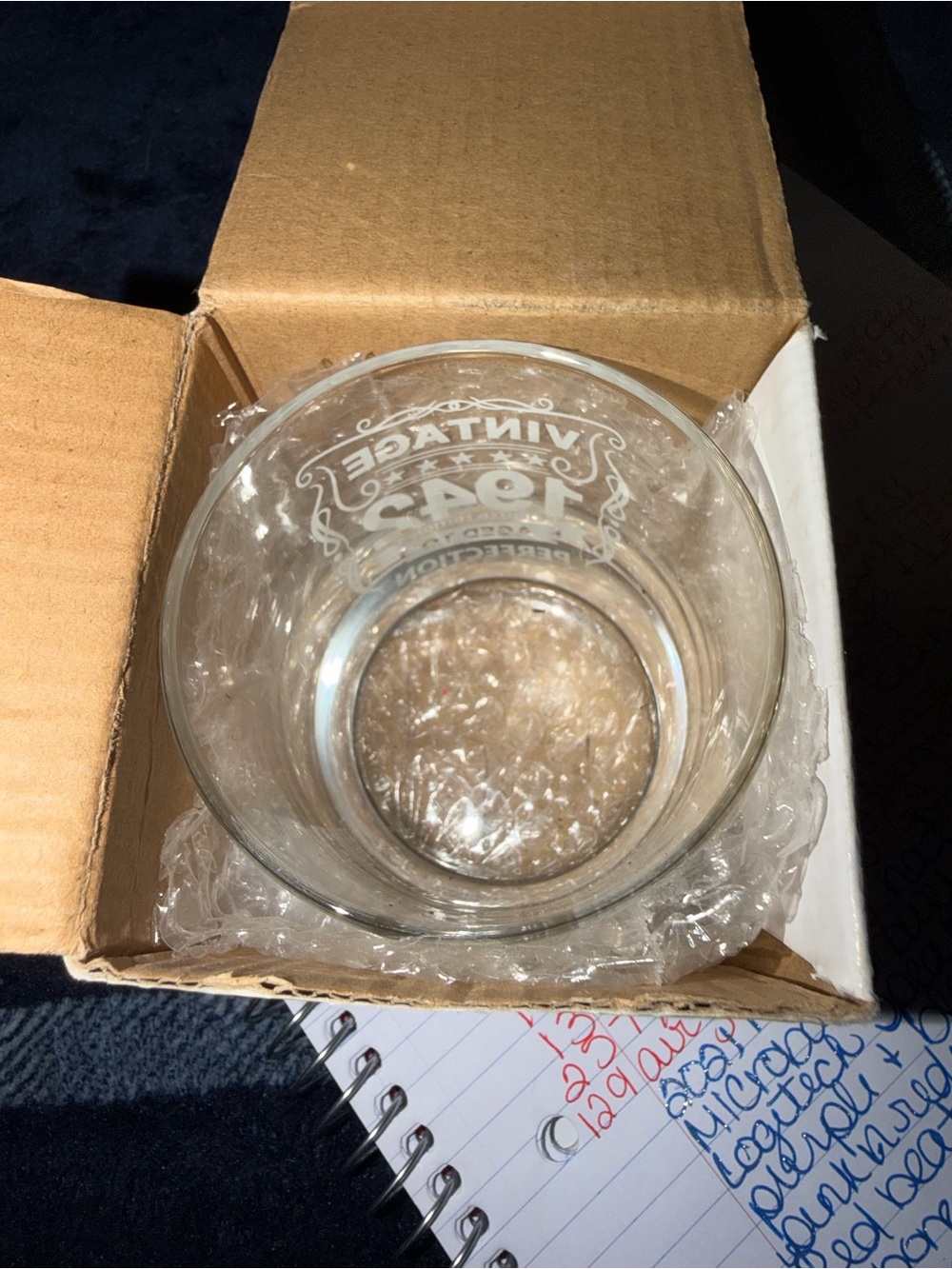 Vintage Clear Etched Glass Bowl - Vintage 1945 Branding